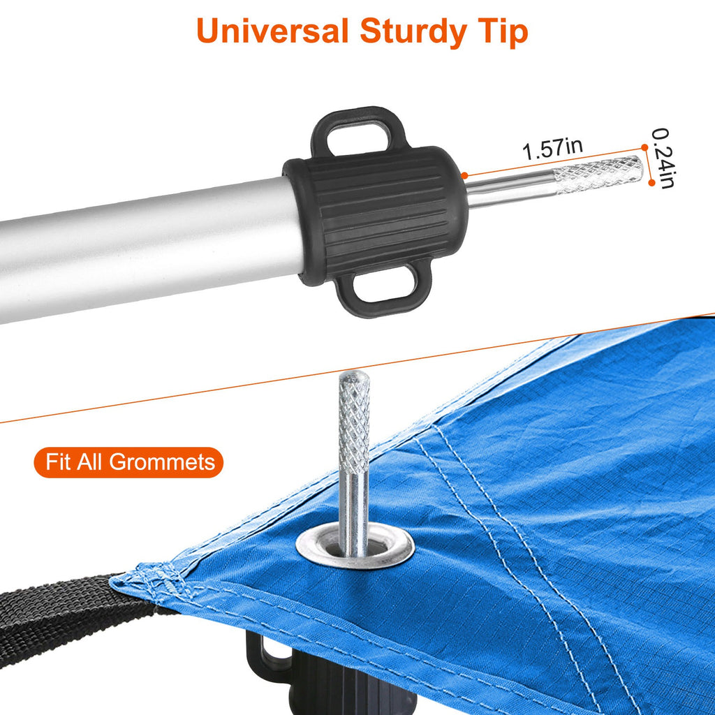2Pcs Telescoping Tarp Poles Portable Aluminum Awning Poles 3FT To 7.5FT Adjustable Telescopic Tarp Tent Rods