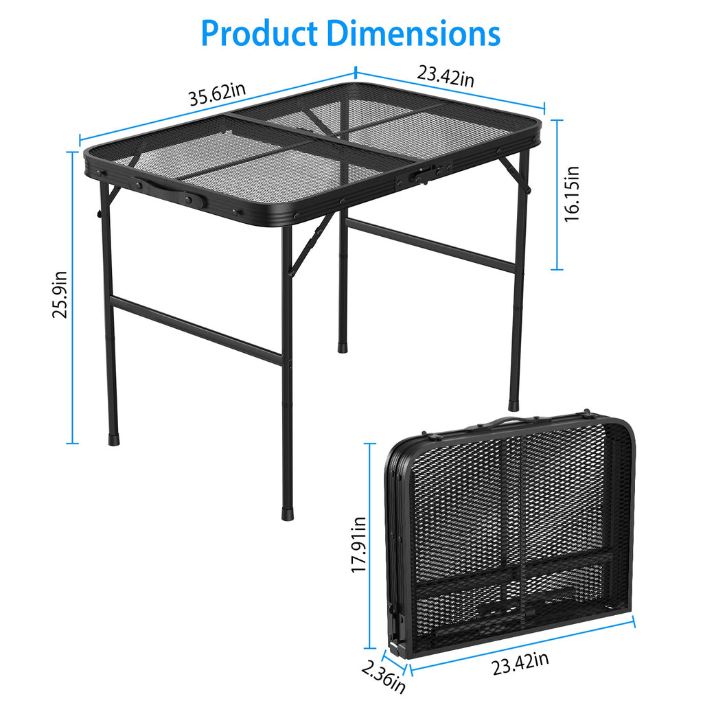 1Pc Foldable Camping Table Collapsible Picnic Aluminum Alloy Grill Stand 88LBS Max Load Height Adjustable BBQ Table