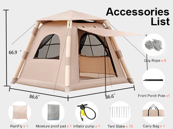 Inflatable Tent Outdoor Tent 2-4-person Tent Quick-opening Tent Inflatable Tent Hut Tent Camping Portable Tent Windproof Tent Family Party Tent Pop-up Tent Shading And Waterproof Tent Camping Tent