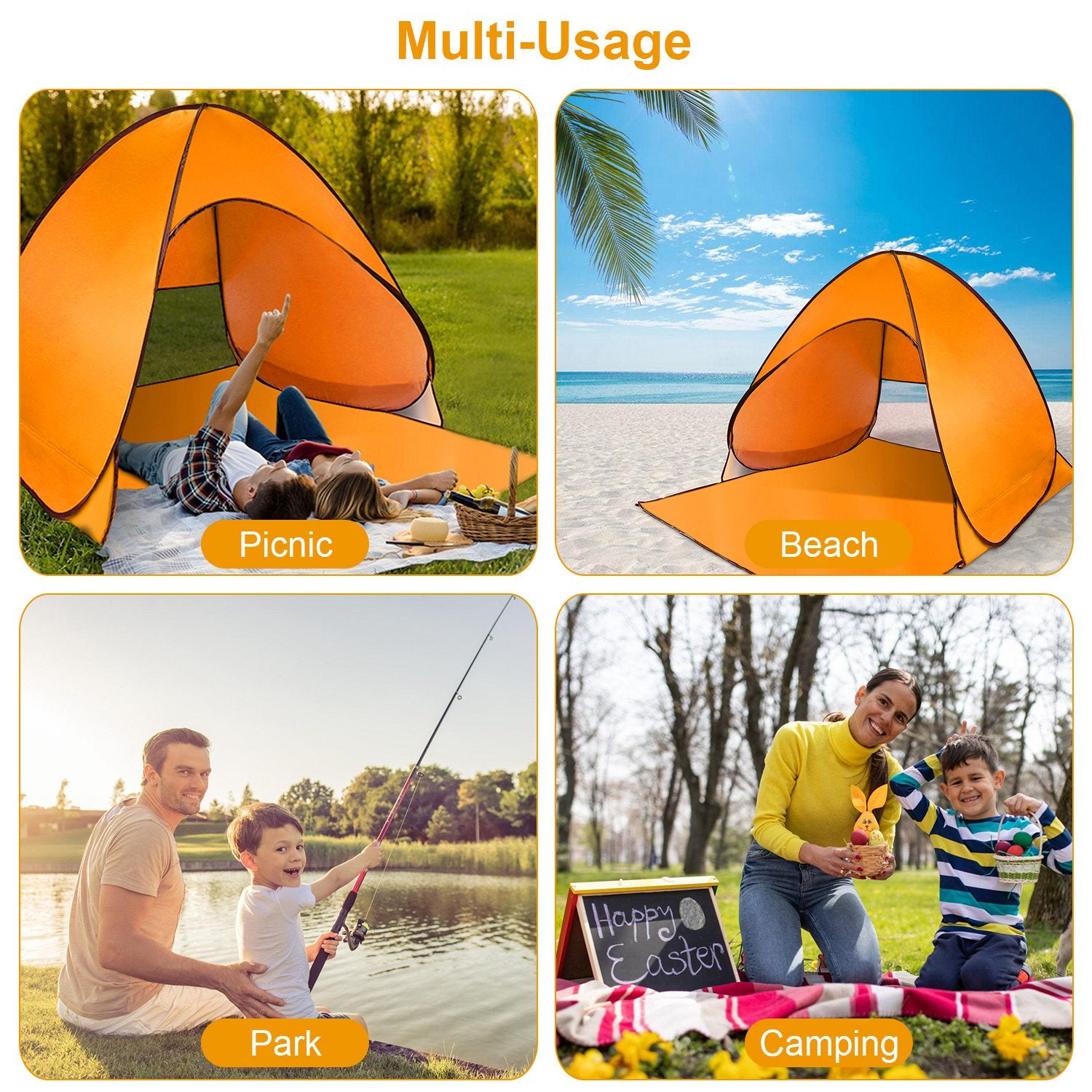 1Pc 2-3Person Beach Tent With Net Window Storage Bag 64.96 X 59.06 X 43.31in Anti-UV Automatic Waterproof For Outdoor Beach Camping Fishing Park Lake