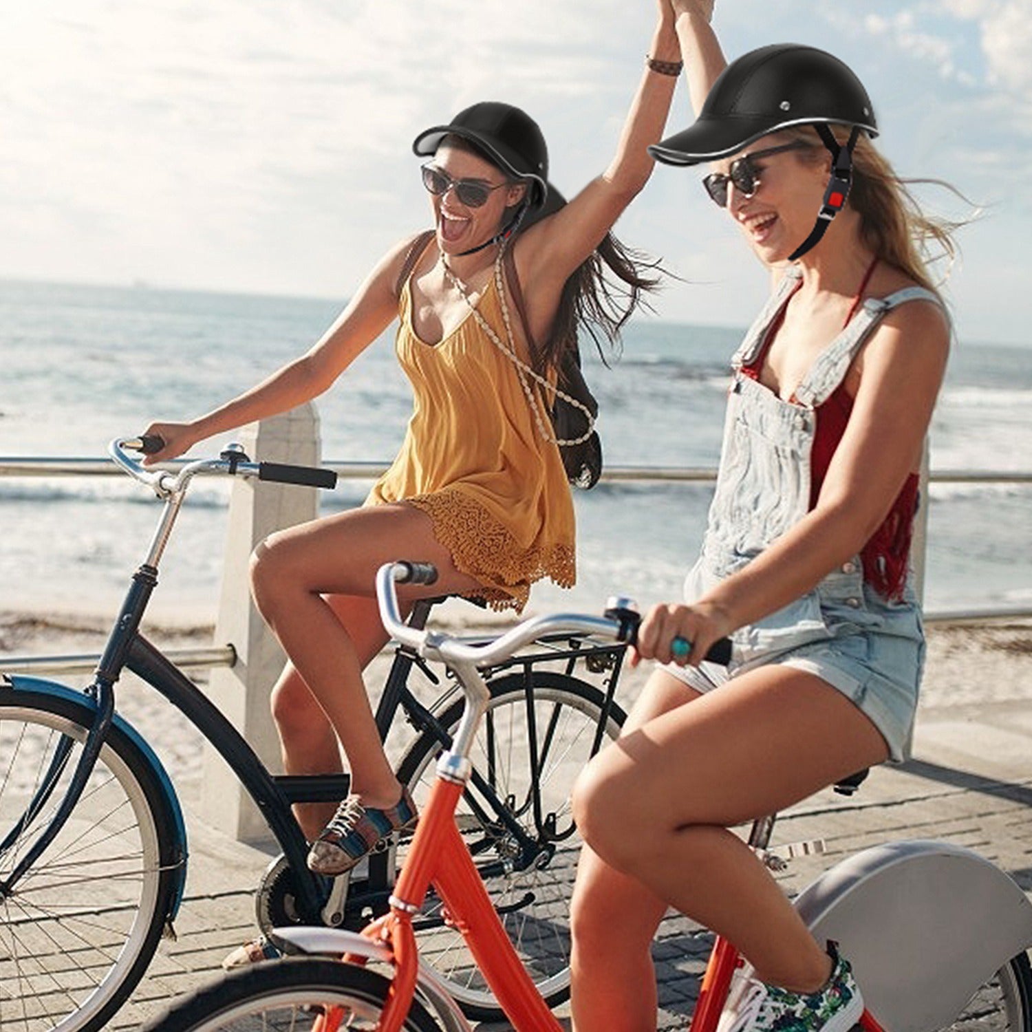 1Pc Safety Bicycle Helmet Adjustable Windproof Bike Helmet Sunshade Baseball Cap Anti-UV Cycling Motorcycle Hat Leather Helmet