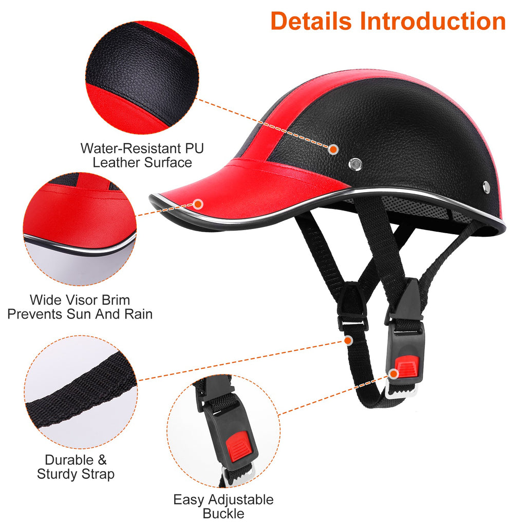 1Pc Safety Bicycle Helmet Adjustable Windproof Bike Helmet Sunshade Baseball Cap Anti-UV Cycling Motorcycle Hat Leather Helmet