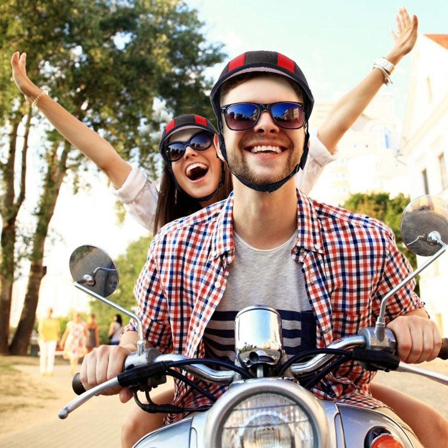 1Pc Safety Bicycle Helmet Adjustable Windproof Bike Helmet Sunshade Baseball Cap Anti-UV Cycling Motorcycle Hat Leather Helmet