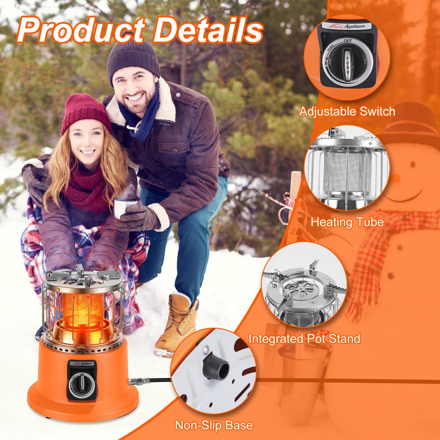 3000W 2 In 1 Portable Propane Heater Stove Portable Propane Heater Outdoor Gas Stove With Pot Stand Gas Pipe For Camping Ice Fishing Patio RV