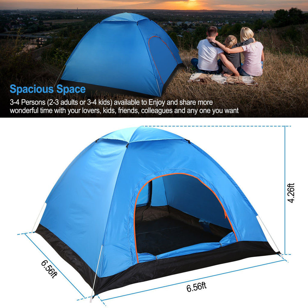 1Pc 4 Persons Camping Waterproof Tent Instant Setup Tent With Mosquito Net Doors Carrying Bag Folding 4 Seasons For Hiking Climbing Adventure Fishing