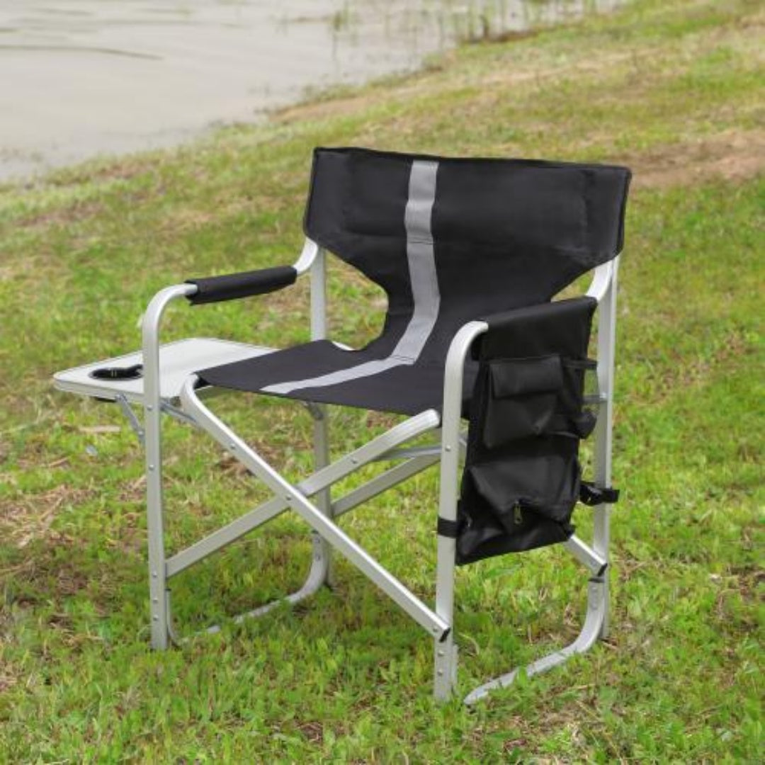 Padded Foldable Lightweight Oversized Outdoor Chair With Side Table And Storage Bag