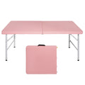 4ft Pink Portable Folding Table Indoor&Outdoor Maximum Weight 135KG Foldable Table For Camping