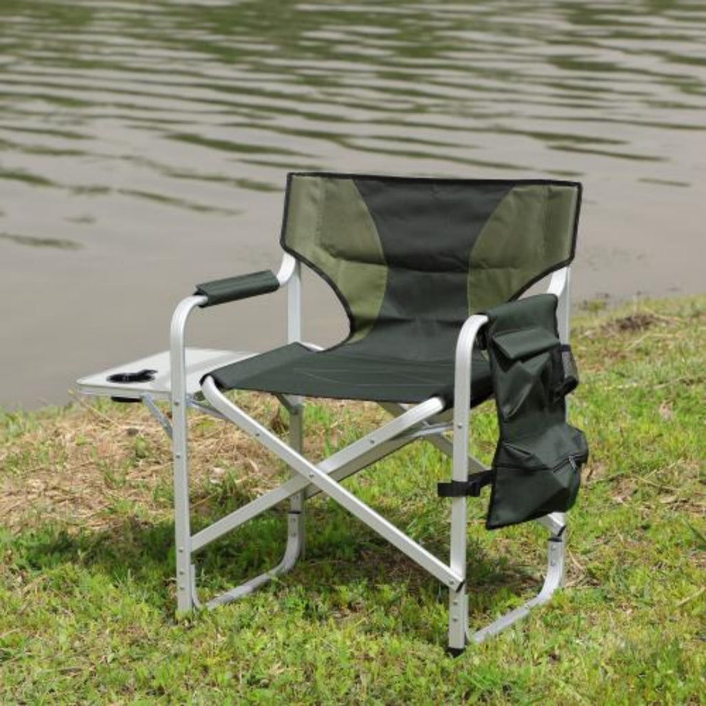 Padded Foldable Lightweight Oversized Outdoor Chair With Side Table And Storage Bag