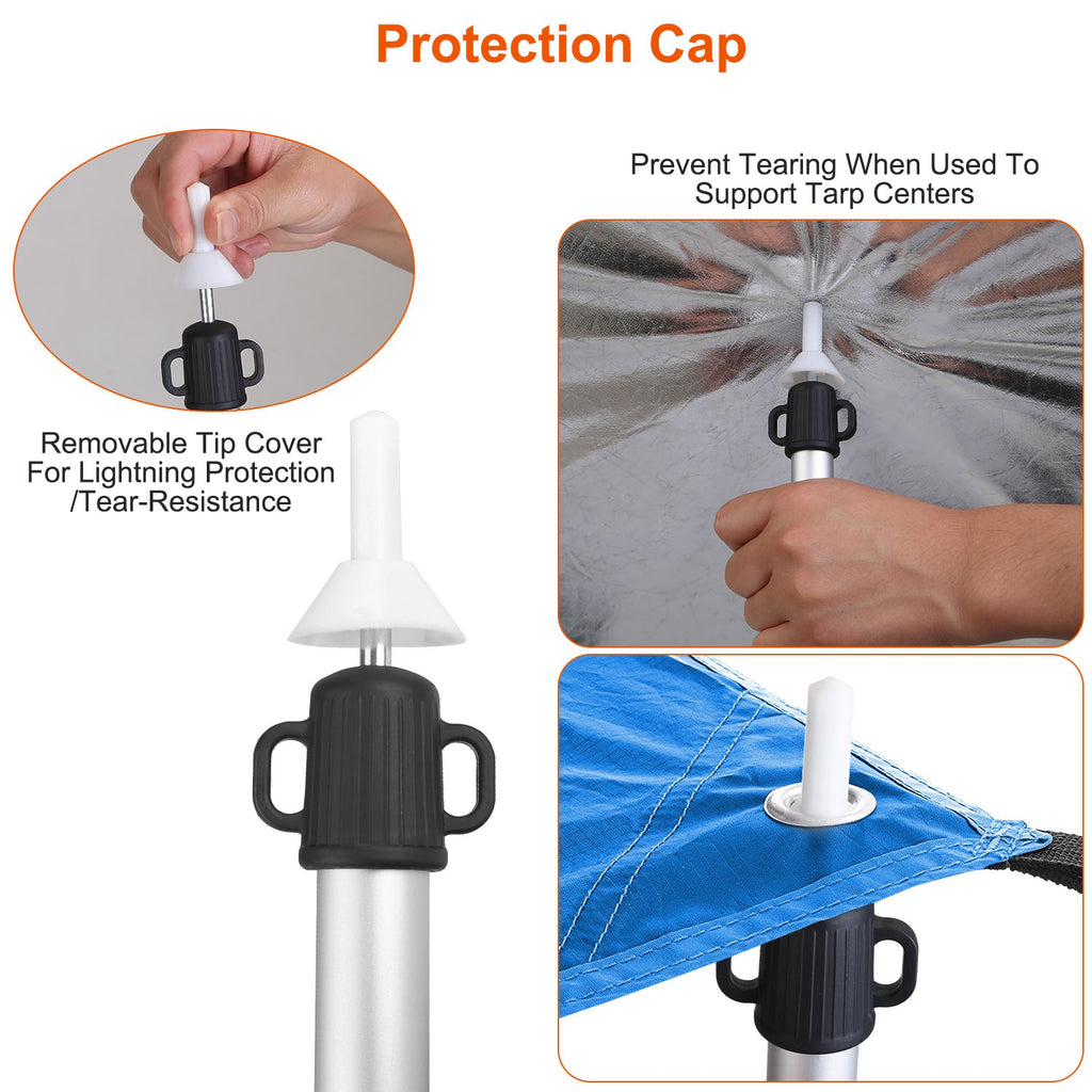 2Pcs Telescoping Tarp Poles Portable Aluminum Awning Poles 3FT To 7.5FT Adjustable Telescopic Tarp Tent Rods