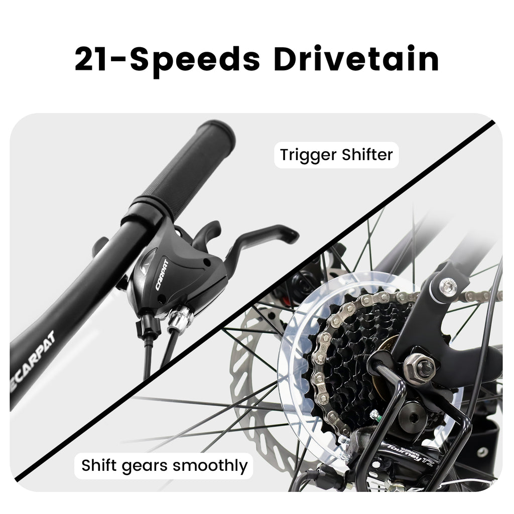A2760 27.5 Inch Full Suspension Mountain Bike, Front And Rear Dual Shock Absorbers, Mechanical Disc Brakes, 21-Speed, Suitable For Men And Women, Ideal For Travel And Fitness Enthusiasts