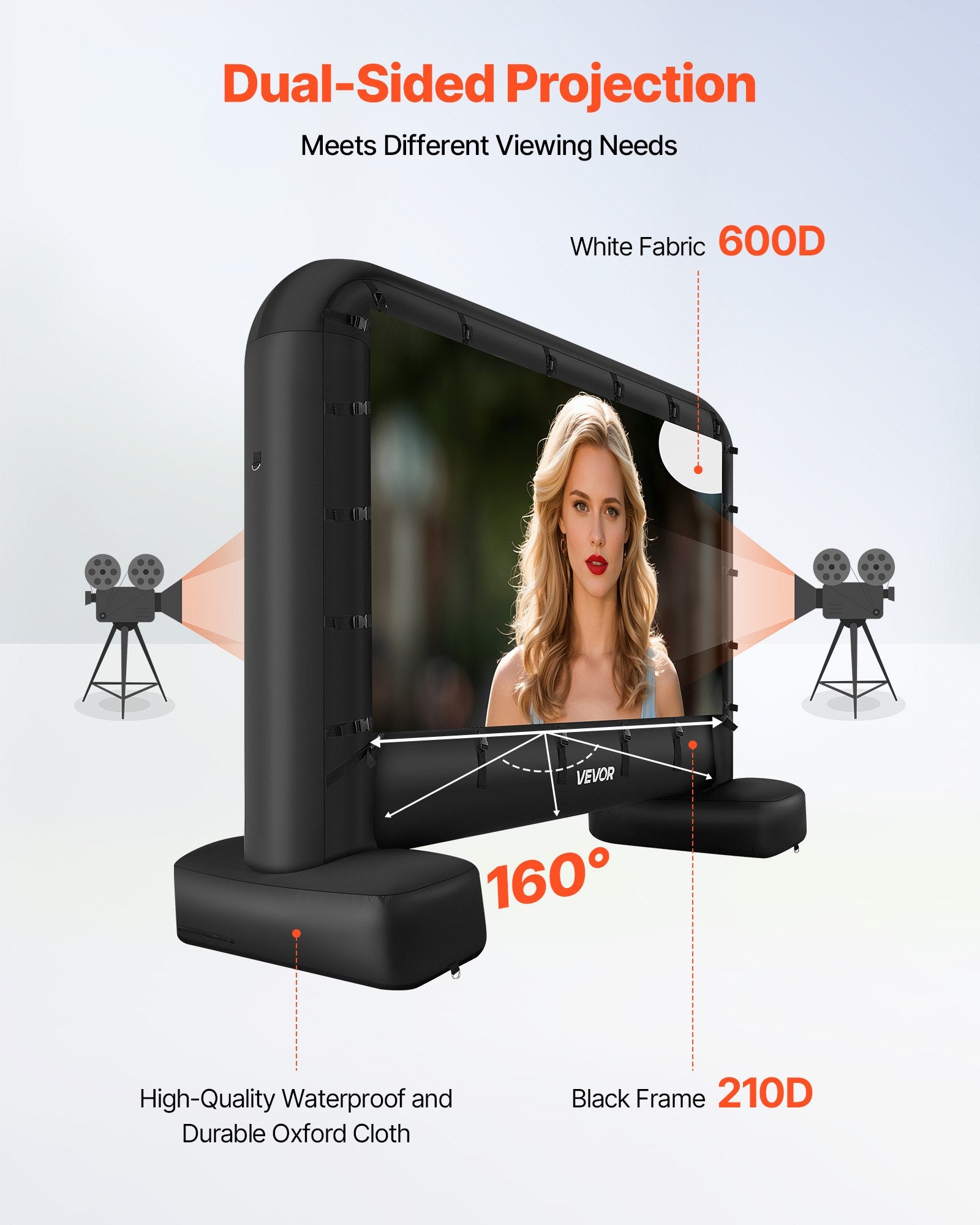 14 Ft Inflatable Movie Screen 16:9 600D Movie Projection With Portable Bag