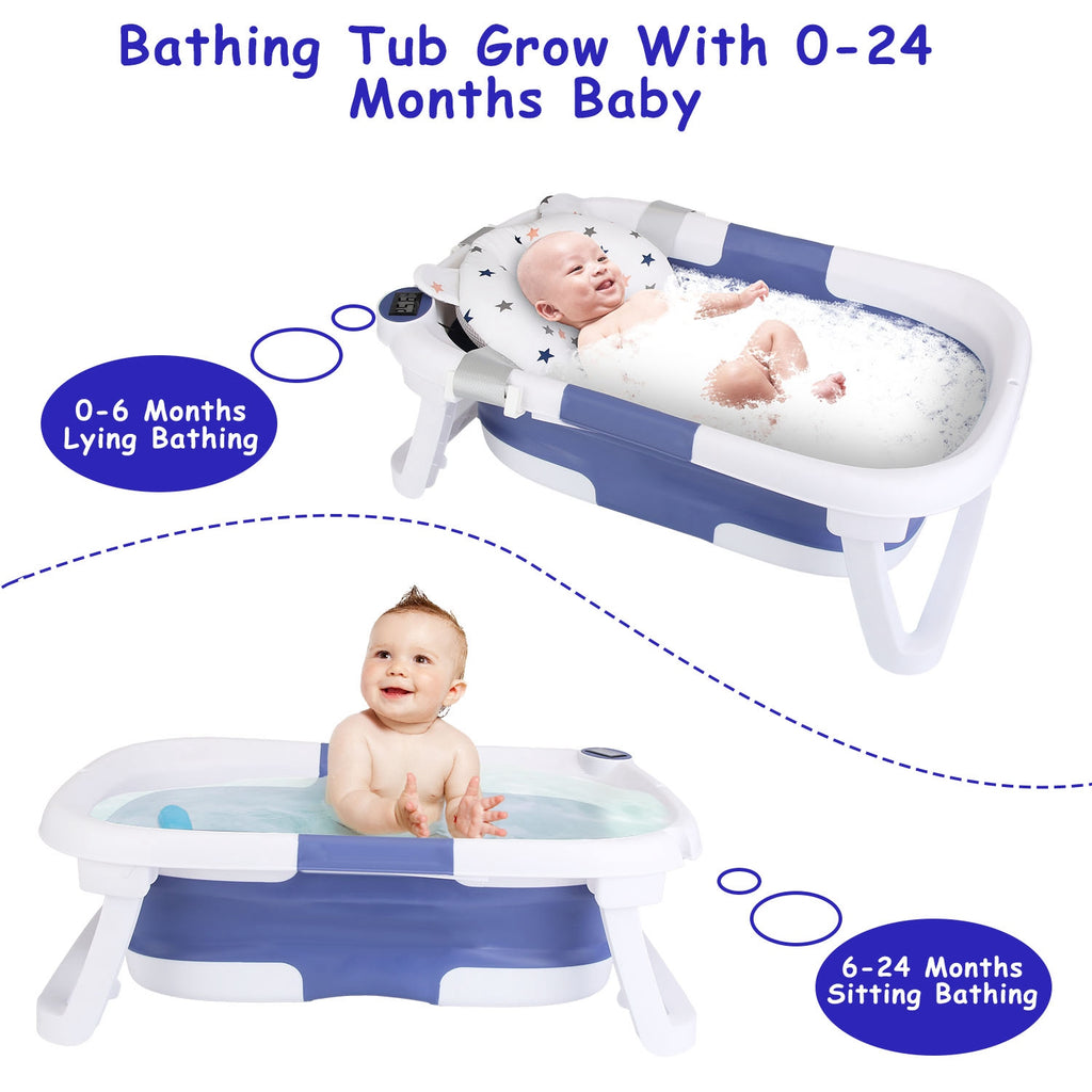 Foldable Baby Bathtub with Thermometer – Travel Friendly