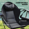 Camping Chair Set Of 2, Adjustable Back Folding Swinging Chair With Cup Holder And Padded Seat, Black