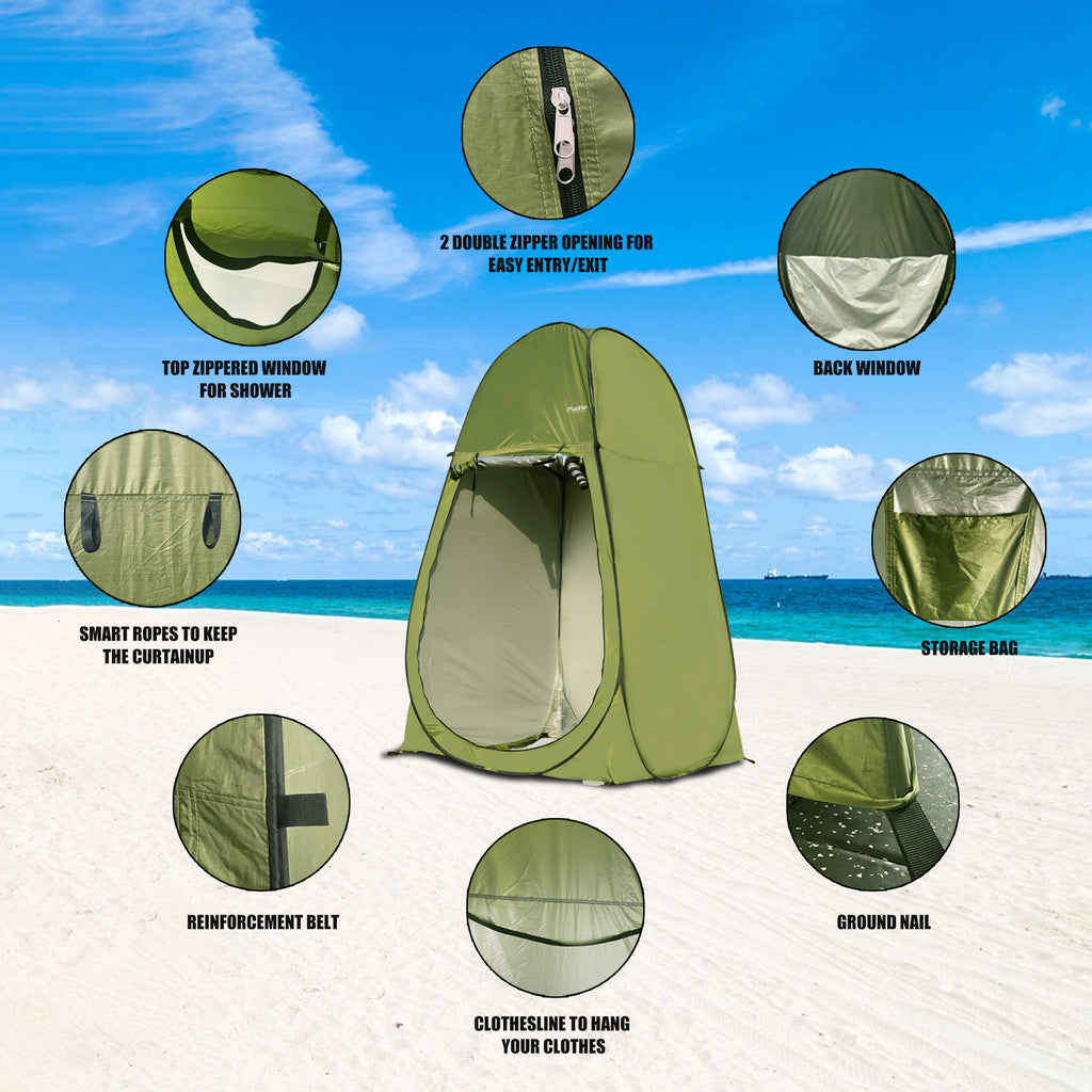 Camping Shower Tent 7FT Instant Level Up Privacy Tents, Portable Toilet Tent Outdoor Dressing Room, Foldable Camp Sun Shelter For Beach Fishing
