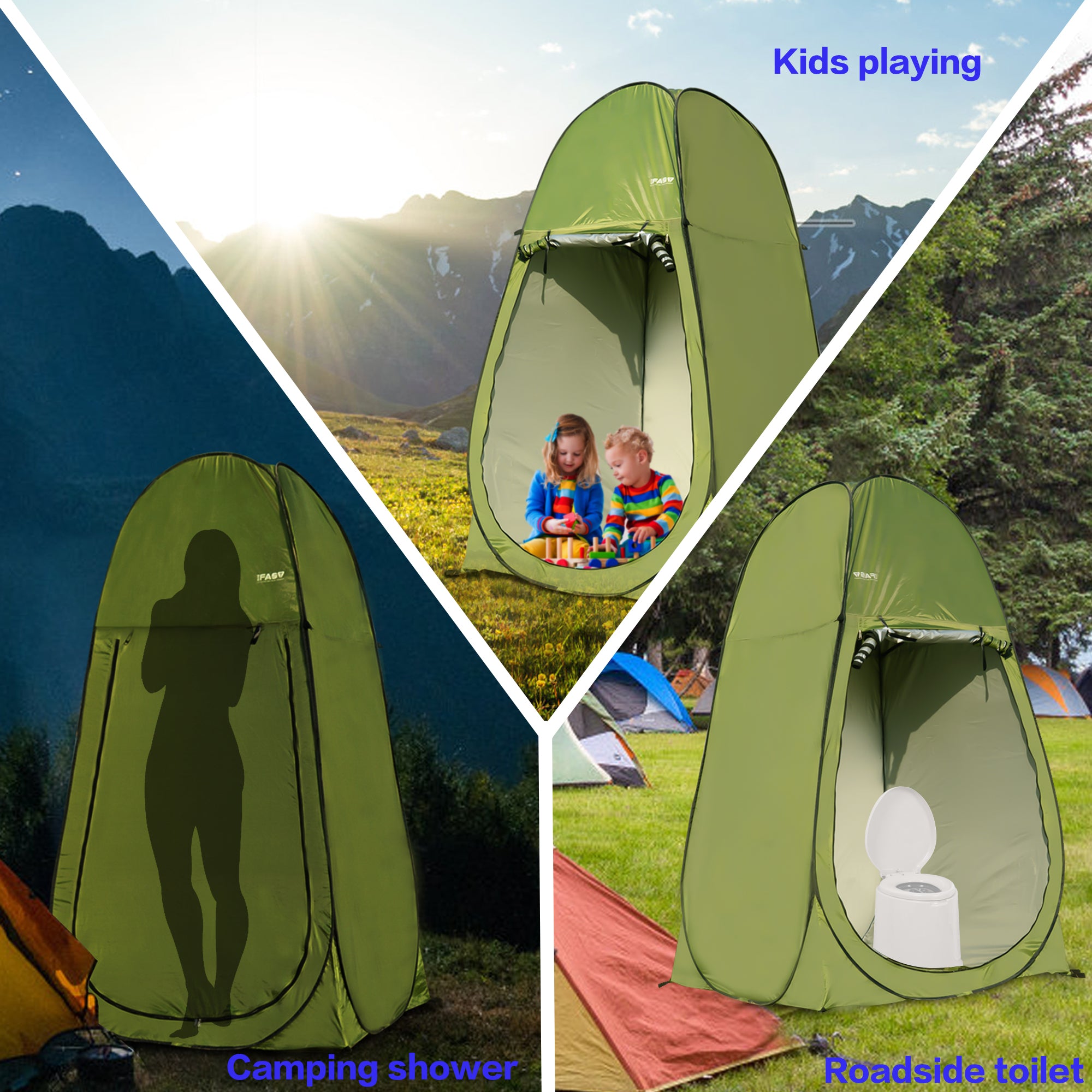 Camping Shower Tent 7FT Instant Level Up Privacy Tents, Portable Toilet Tent Outdoor Dressing Room, Foldable Camp Sun Shelter For Beach Fishing