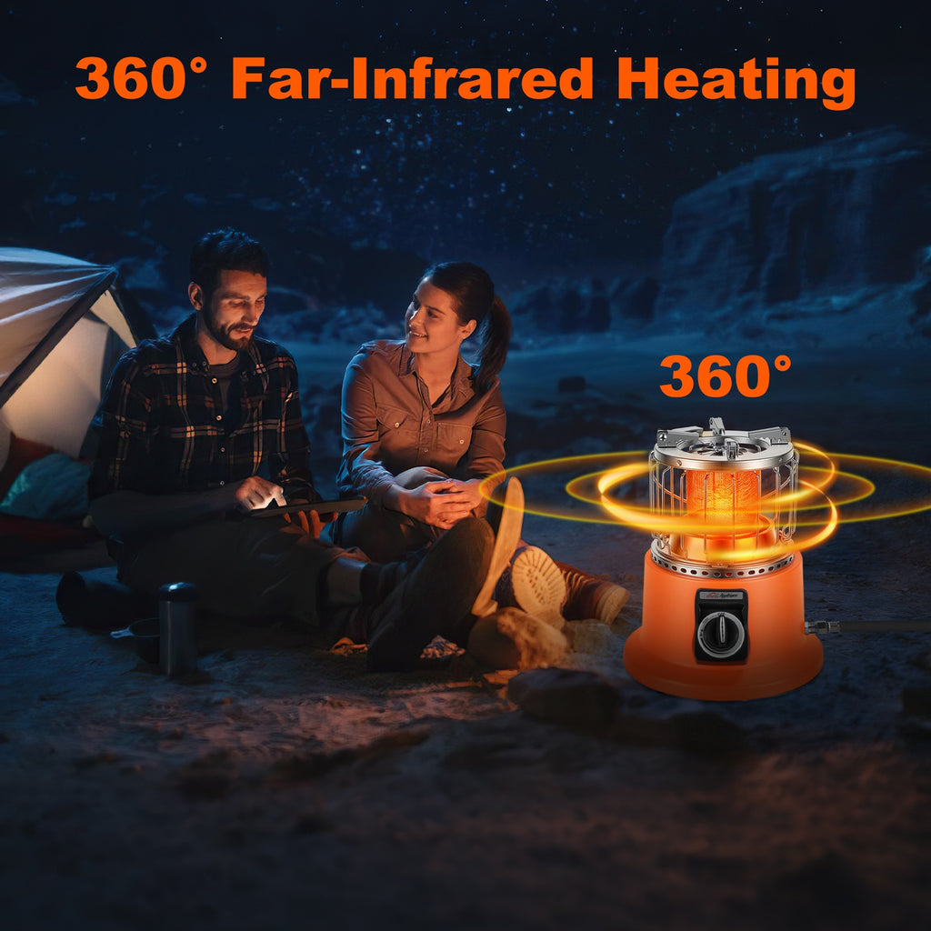 3000W 2 In 1 Portable Propane Heater Stove Portable Propane Heater Outdoor Gas Stove With Pot Stand Gas Pipe For Camping Ice Fishing Patio RV