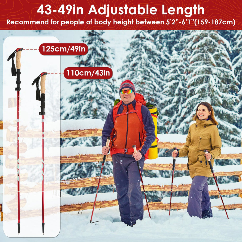 2Pcs Walking Sticks Collapsible Hiking Poles Folding Aluminum Trekking Poles Adjustable Hiking Sticks With EVA Foam Grips For Backpacking Hiking Mountain Climbing
