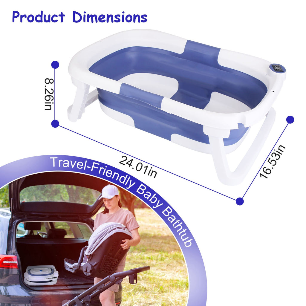 Foldable Baby Bathtub with Thermometer – Travel Friendly