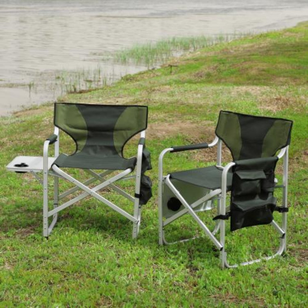 Padded Foldable Lightweight Oversized Outdoor Chair With Side Table And Storage Bag