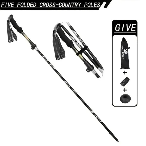 5-Section Collapsible Hiking Poles - Lightweight Trekking Poles With Secure External Lock, Adjustable Length, Sturdy - Ergonomic EVA Grip For Mountain Climbing, Camping, Trail Hiking - Perfect Gift Fo