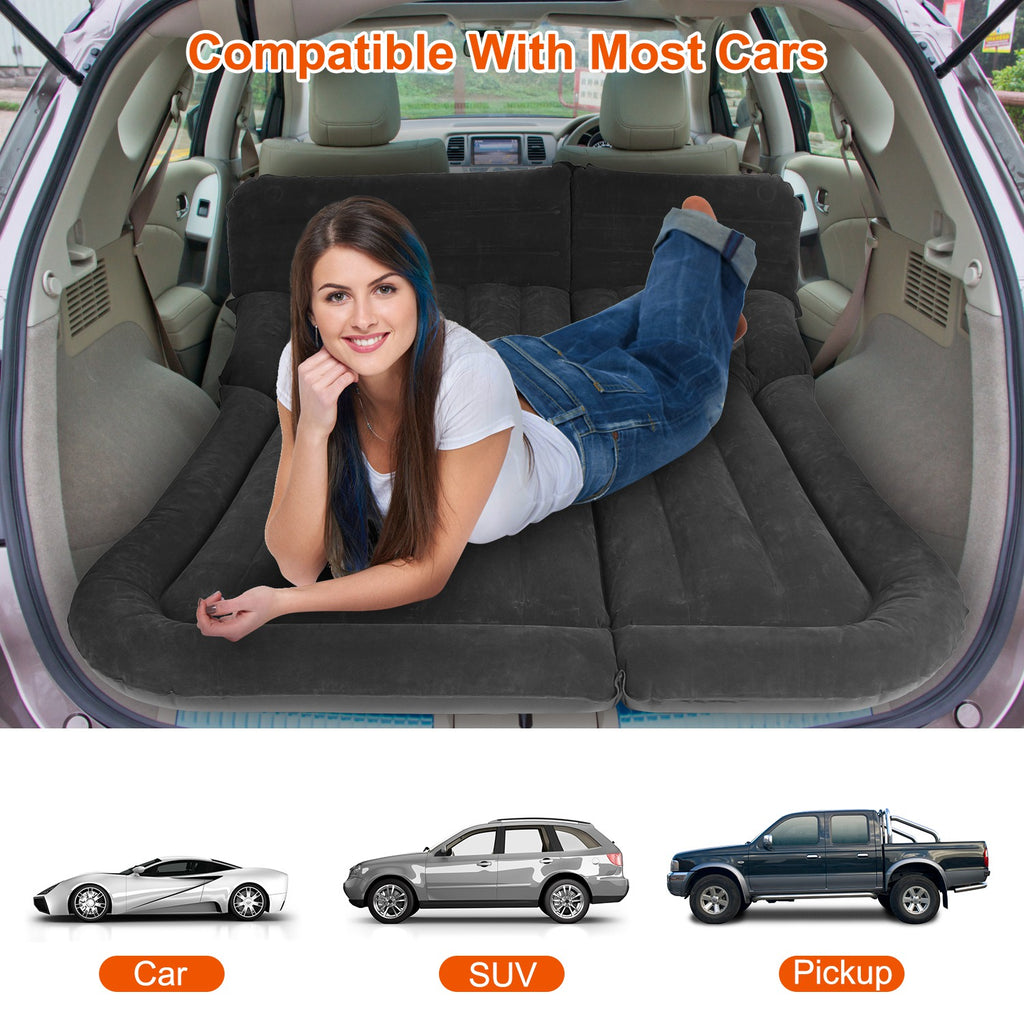 1Set Inflatable SUV Air Mattress Thickened Camping Bed Cushion With Pillow Storage Bag PVC Flocked Car Bed For Home Car Travel Camping
