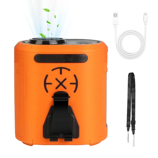 5 In 1 Portable Waist Clip Fan With 5 Speeds Flashlight Battery Operated Personal Wearable Turbo Belt Fan Hands-Free Neck Fan For Camping Travel Job Site