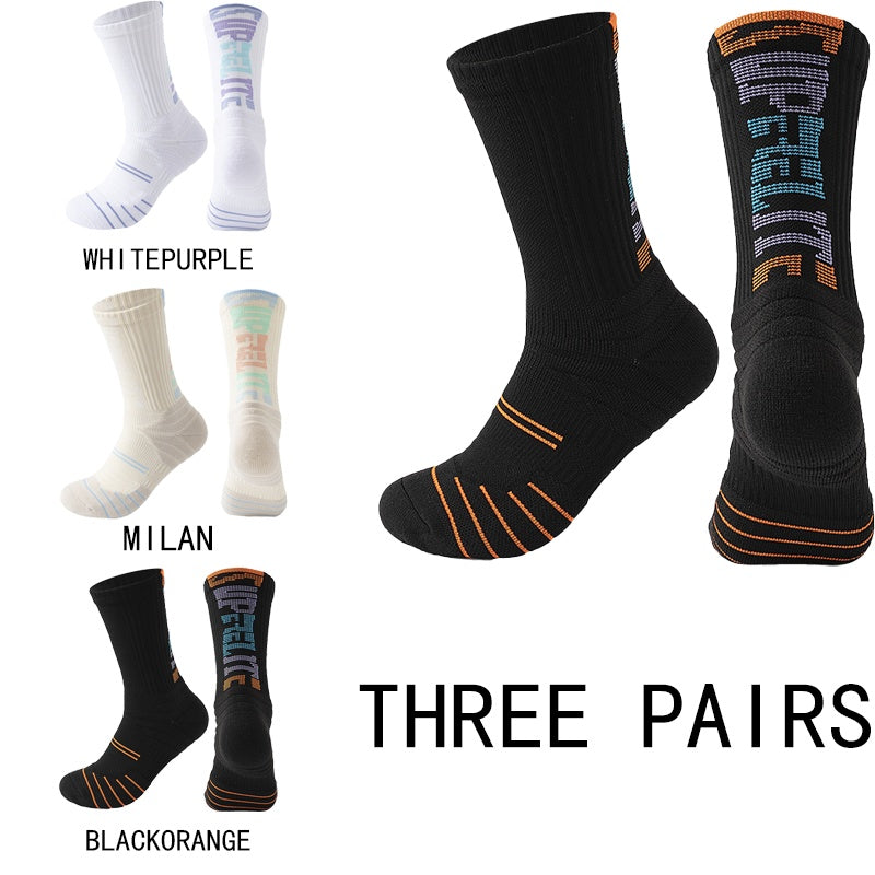 3 Pairs Men  Compression Running Socks Crew Athletic Hiking Wicking Anti Blister Cushioned Anti-odor And Breathable For Running Hiking Cycling