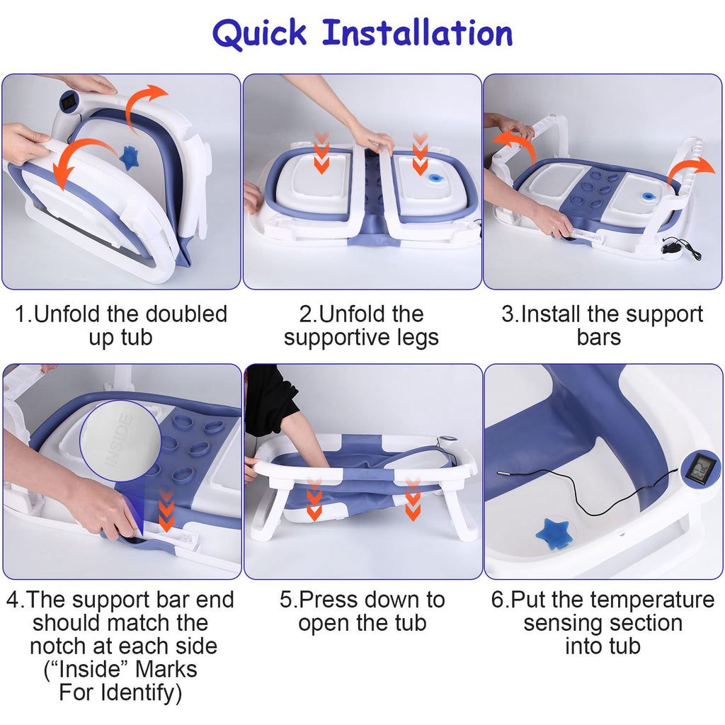 Foldable Baby Bathtub with Thermometer – Travel Friendly