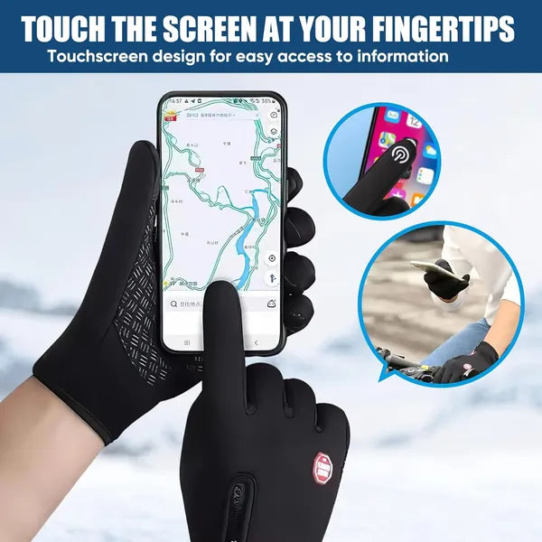 Anti-Slip Waterproof Thermal Winter Gloves For Men And Women, Windproof Cold Weather Motorcycle Riding Bicycle Cycling Hiking Gloves Touch Screen Anti-Slip Winter Sport Outdoor Gloves