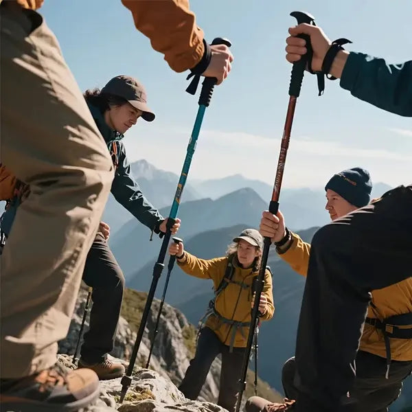 5-Section Collapsible Hiking Poles - Lightweight Trekking Poles With Secure External Lock, Adjustable Length, Sturdy - Ergonomic EVA Grip For Mountain Climbing, Camping, Trail Hiking - Perfect Gift Fo