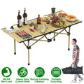 1Pc S Or L Size Options Folding Camping Table Portable Lightweight Carbon Steel Roll-up Picnic BBQ Desk With Carry Bag Heavy Duty For Outdoor Beach Backyard Party Patio Camping Hiking BBQ Picnic