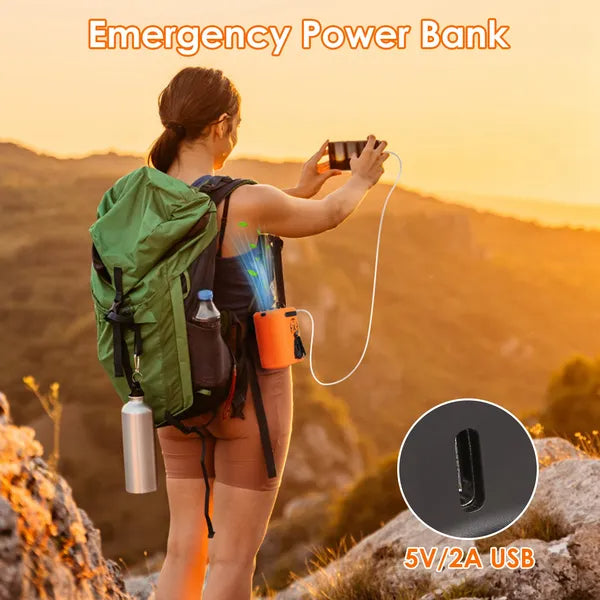 5 In 1 Portable Waist Clip Fan With 5 Speeds Flashlight Battery Operated Personal Wearable Turbo Belt Fan Hands-Free Neck Fan For Camping Travel Job Site