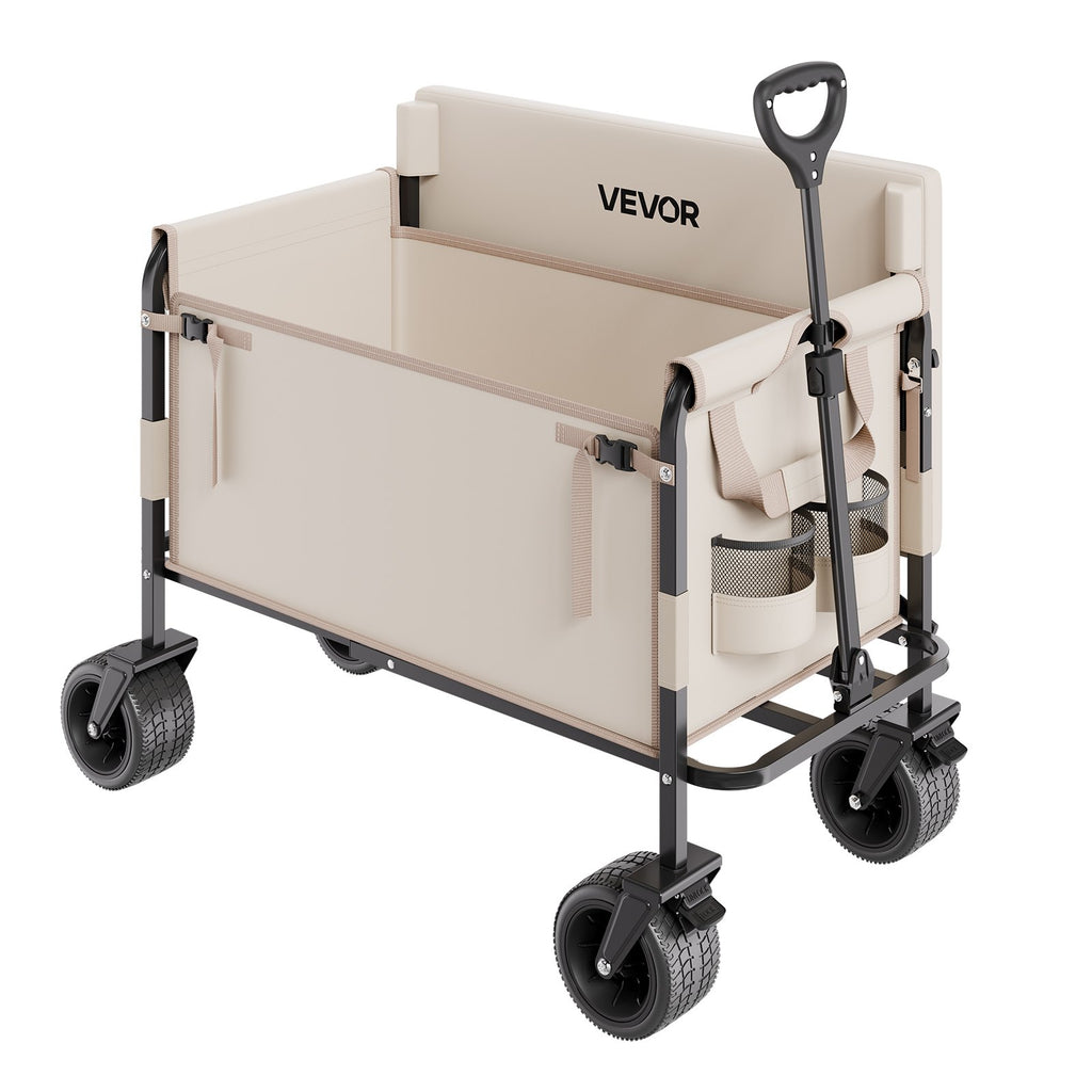 Foldable Wagon Cart Converts To Bench 550lb Load & 220L Utility Wagon For Camp