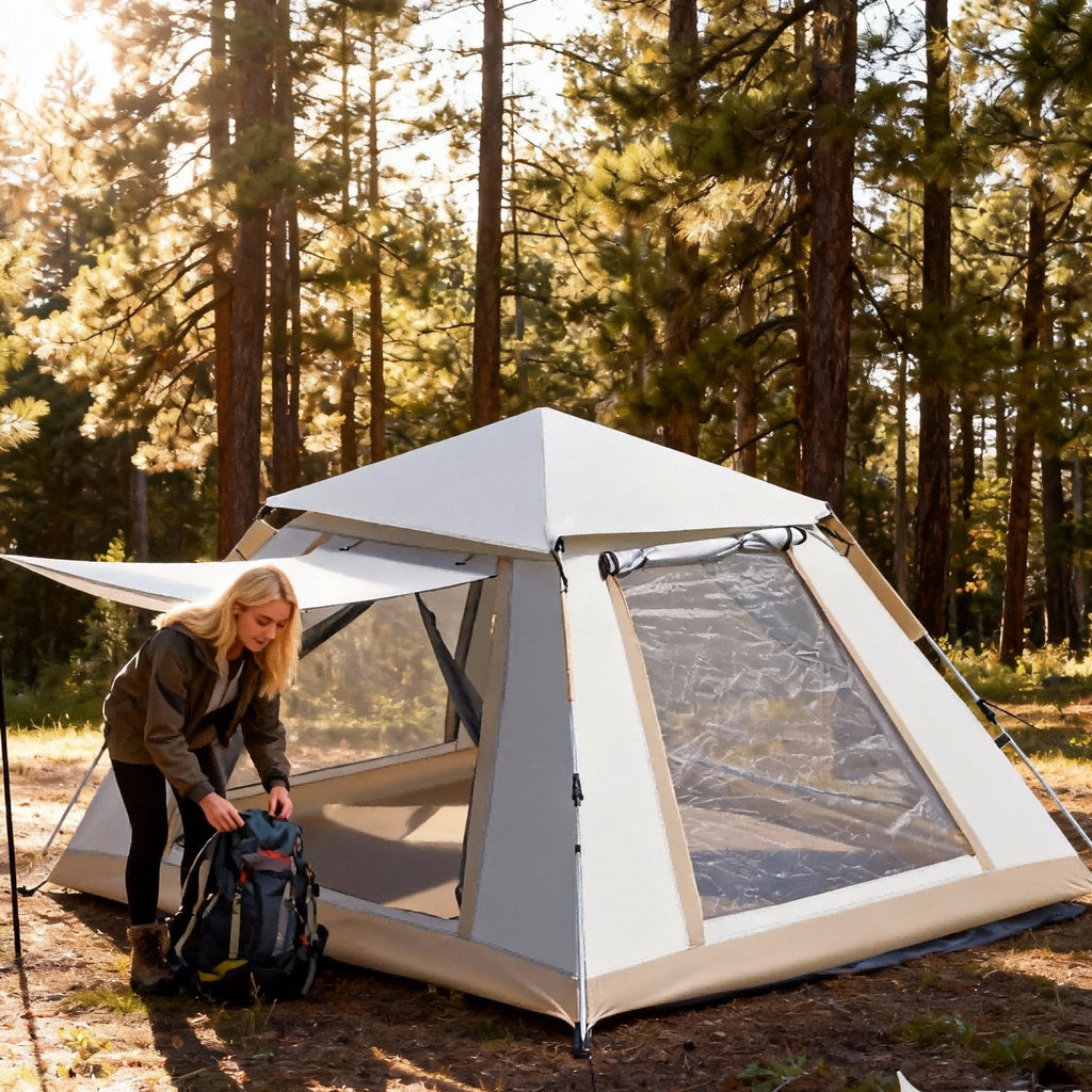 Family Quick-opening Tent 84.6L X 84.6W X 55.9H Tent Instant Camping Rainproof Tent 2-4 Person Tent Outdoor Tent Camping Tent  Hiking Tent Camping Set Pop-up Tent Outdoor Tent Party Portable Tent