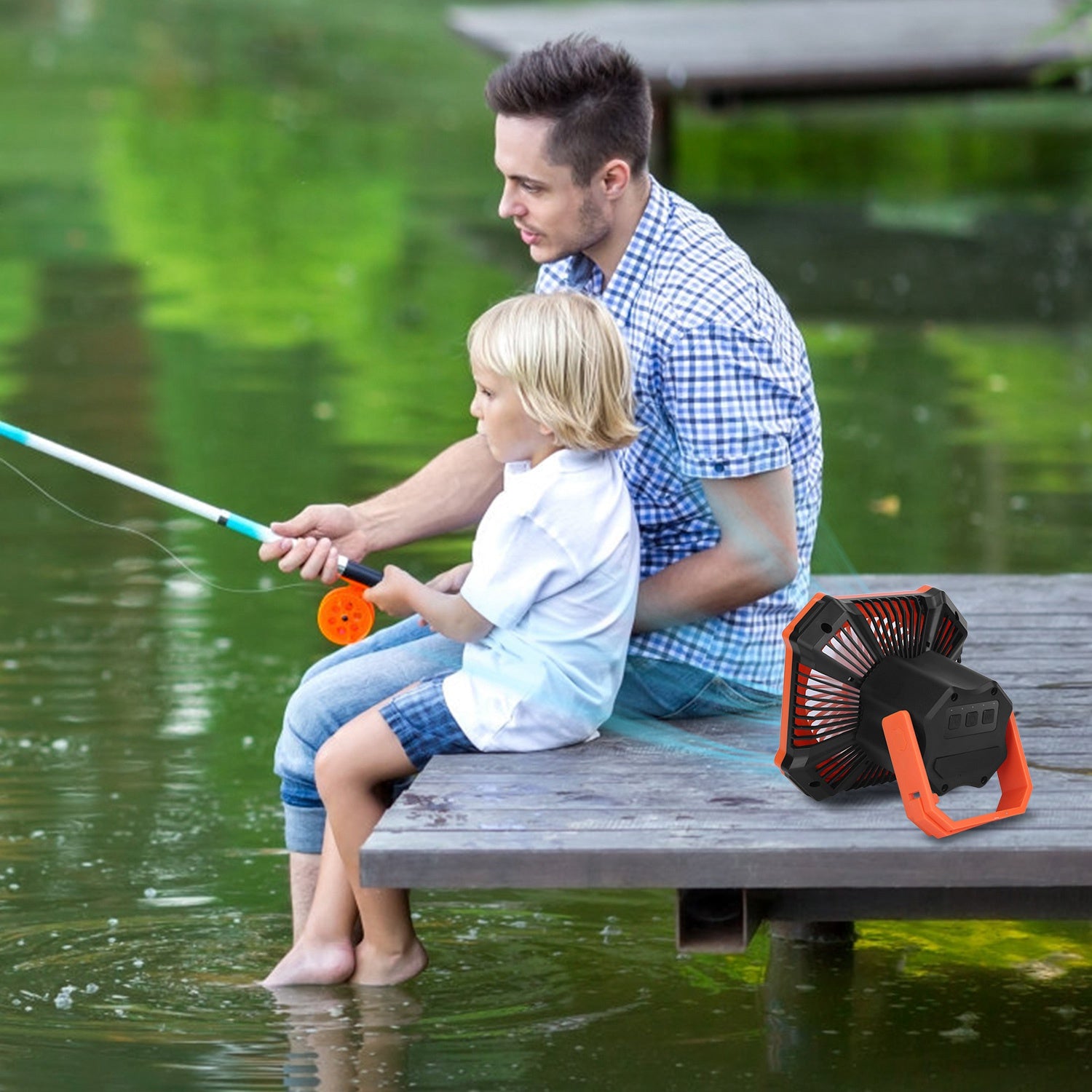 Portable Camping Lantern Fan Battery Powered Hanging Fan USB Rechargeable Tent Fan With 4 Light Modes 3 Wind Modes Emergency Power Bank Remote Control Hanging Hook