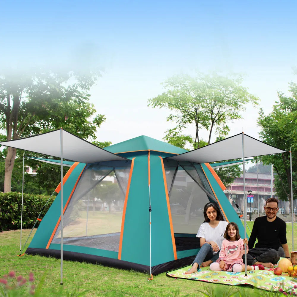 4-5 Person Camping Tent Outdoor Foldable Waterproof Tent With 2 Mosquito Nets Windows Carrying Bag For Hiking Climbing Adventure Fishing