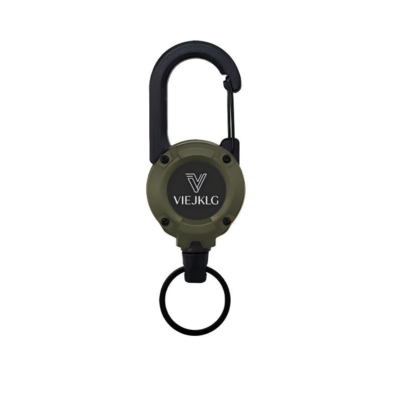 VIEJAKLG 3-in-1 Retractable Rope Carabiner Keychain, Strong Steel Wire Rope Buckle, Compact Outdoor Camping And Hiking Multifunctional Essential Item
