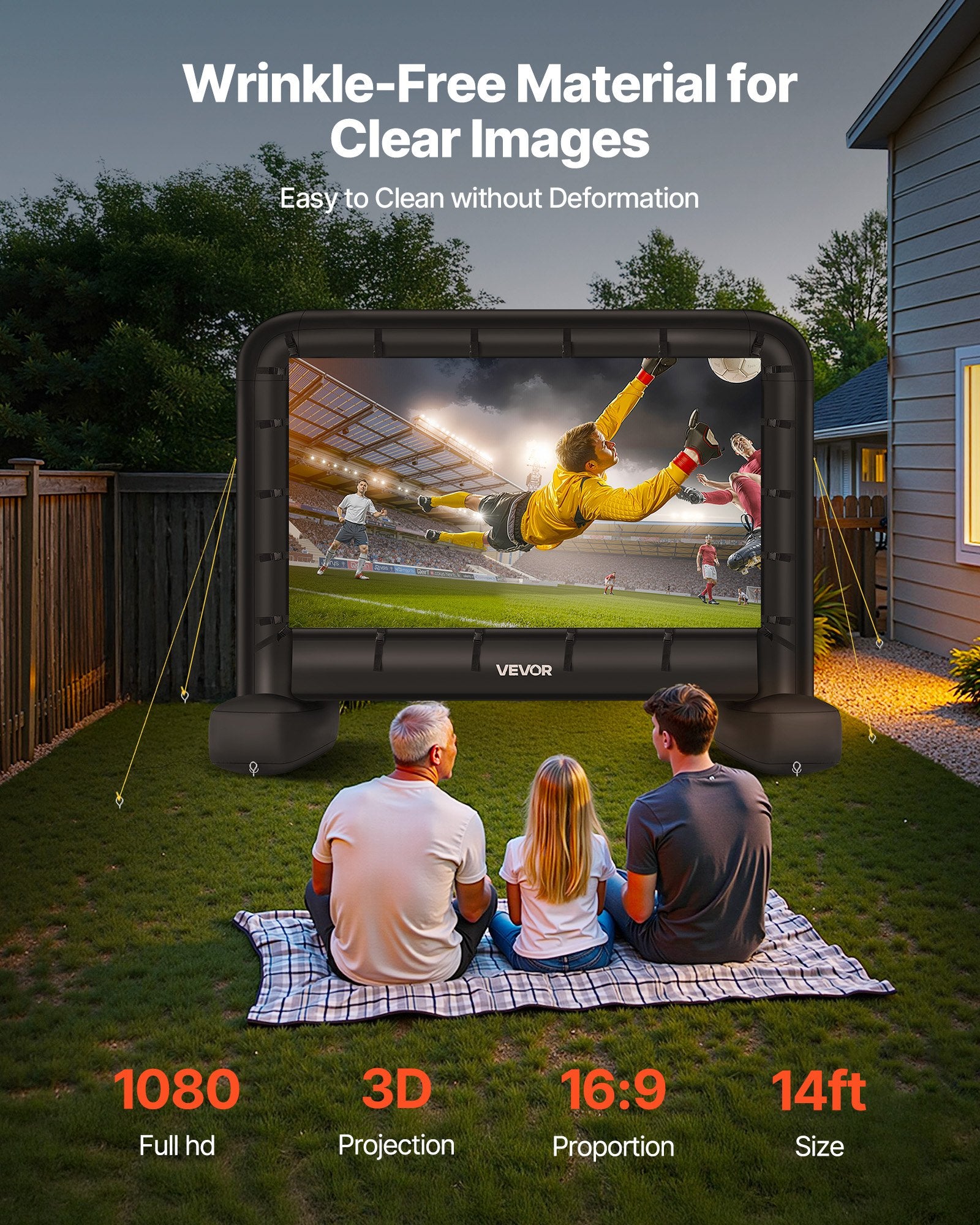 14 Ft Inflatable Movie Screen 16:9 600D Movie Projection With Portable Bag