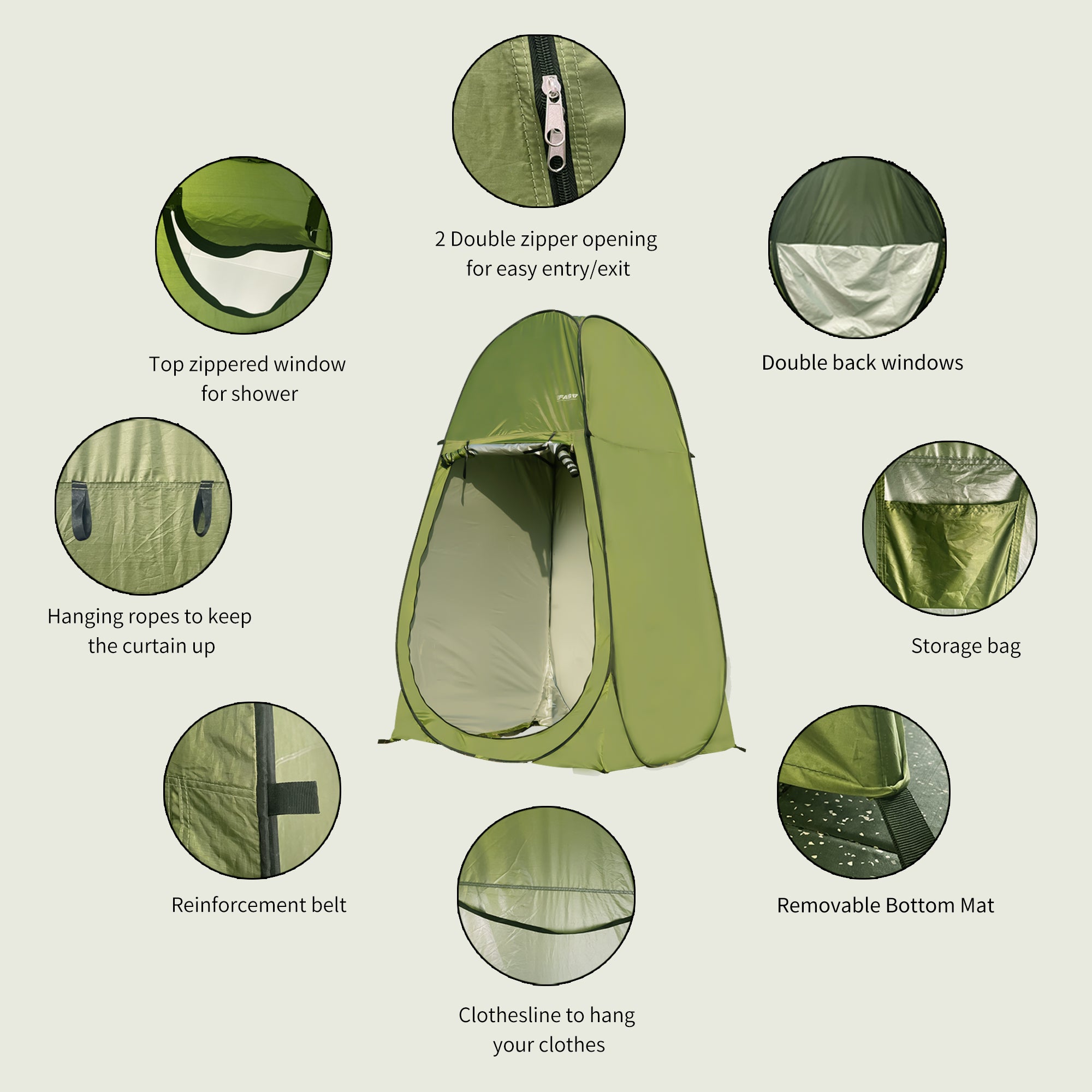 Camping Shower Tent 7FT Instant Level Up Privacy Tents, Portable Toilet Tent Outdoor Dressing Room, Foldable Camp Sun Shelter For Beach Fishing