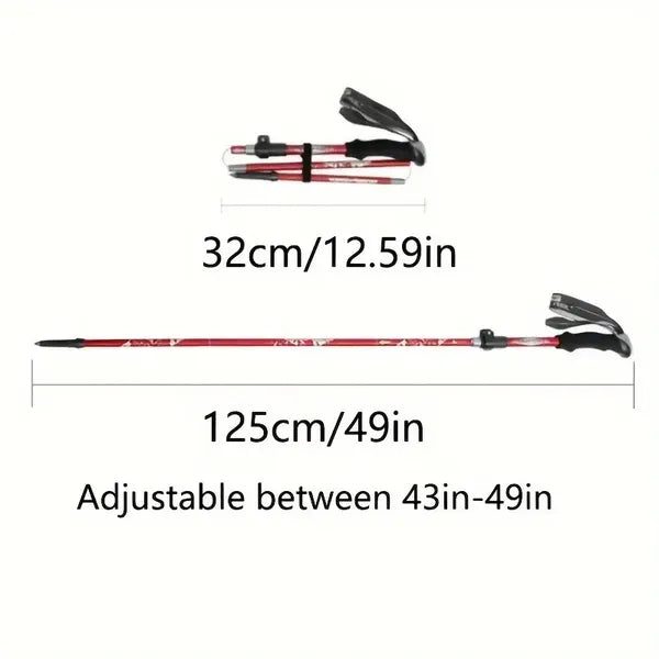 5-Section Collapsible Hiking Poles - Lightweight Trekking Poles With Secure External Lock, Adjustable Length, Sturdy - Ergonomic EVA Grip For Mountain Climbing, Camping, Trail Hiking - Perfect Gift Fo