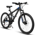 A2760 27.5 Inch Full Suspension Mountain Bike, Front And Rear Dual Shock Absorbers, Mechanical Disc Brakes, 21-Speed, Suitable For Men And Women, Ideal For Travel And Fitness Enthusiasts