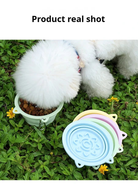 3-in-1 Pet Travel Collapsible Bowl Foldable Slow-Feeder With Strong Suction Cups  Portable Silicone Dog Bowl With Hook For Hanging On Collar/Backpack