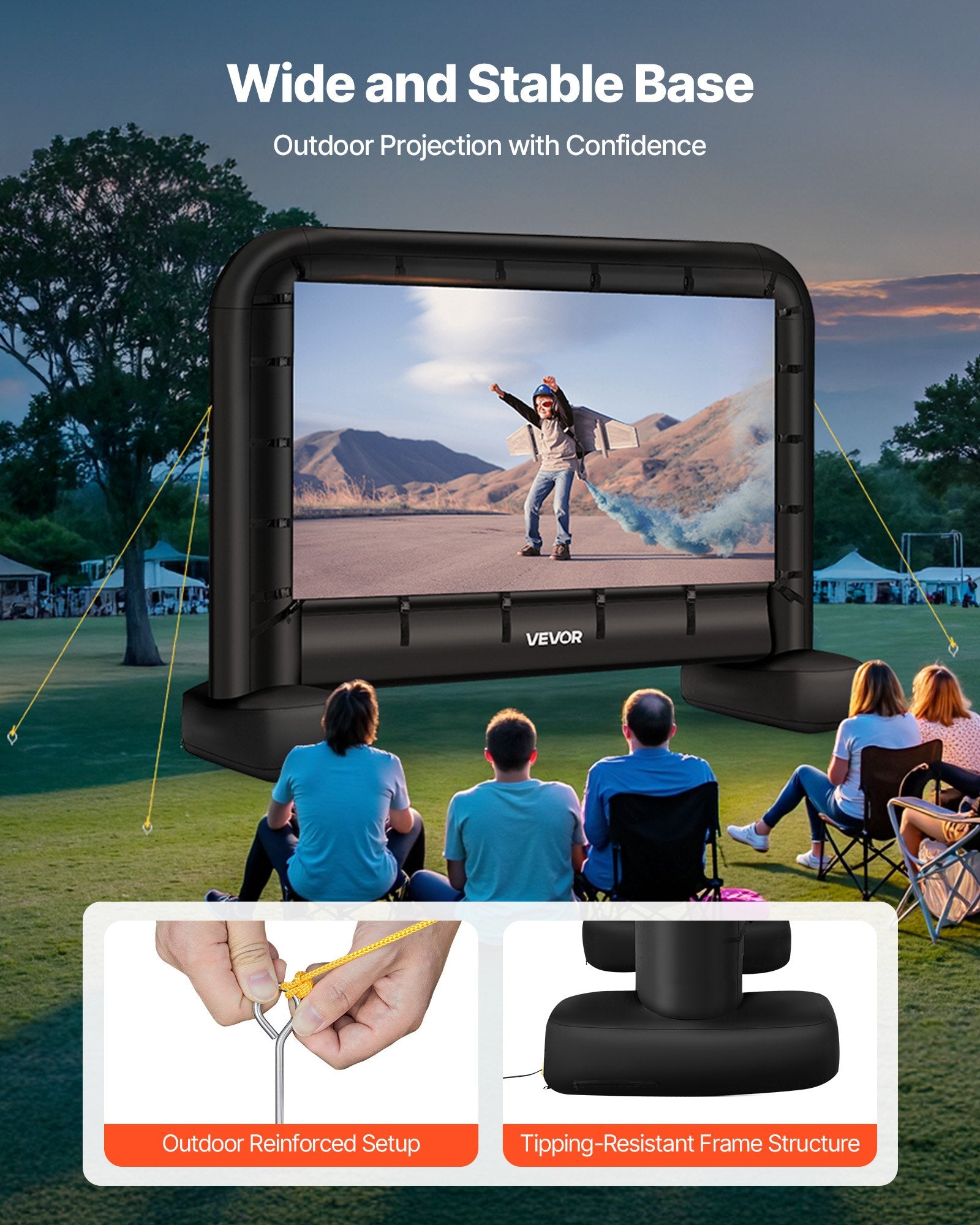 14 Ft Inflatable Movie Screen 16:9 600D Movie Projection With Portable Bag