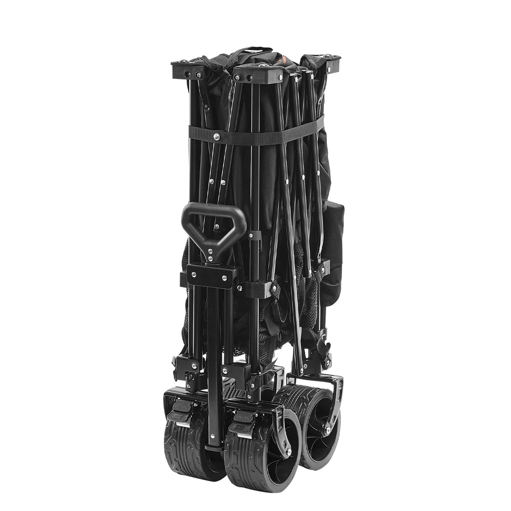 VEVOR Foldable Double Decker Wagon, 400L Collapsible Wagon Cart With All-Terrain Wheels, Heavy Duty Folding Wagon Cart 450 Lbs Weight Capacity For Camping, Shopping, Garden,