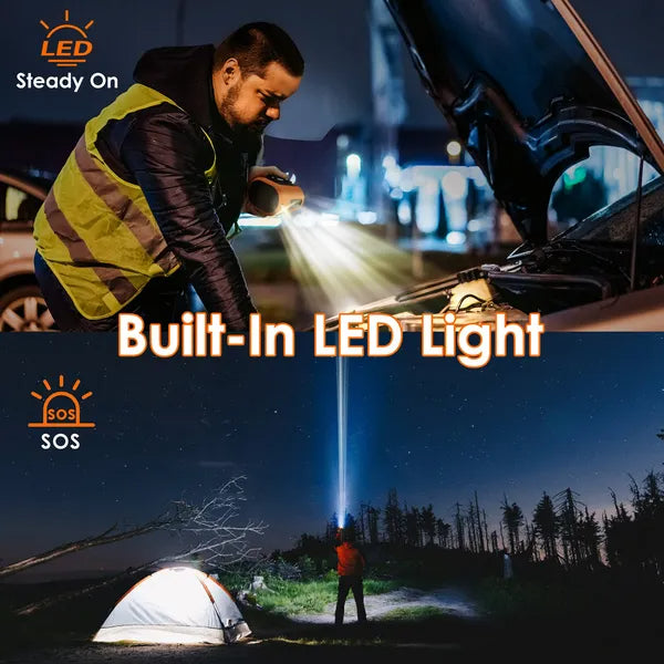 5 In 1 Portable Waist Clip Fan With 5 Speeds Flashlight Battery Operated Personal Wearable Turbo Belt Fan Hands-Free Neck Fan For Camping Travel Job Site